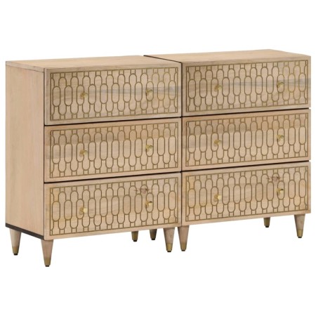 Aparador 2 piezas madera maciza de mango 60x33x75 cm