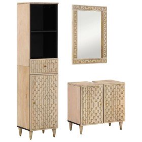 Conjunto de muebles de baño 3 piezas madera maciza de mango en Muebles de baño | Comprar online en Foro24