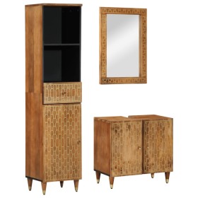 Conjunto de muebles de baño 3 piezas madera maciza de mango