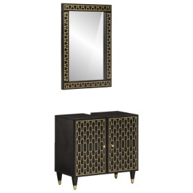 Conjunto de muebles de baño 2 piezas madera maciza de mango