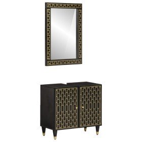 Conjunto de muebles de baño 2 piezas madera maciza de mango