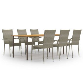 Set de muebles de comedor de jardín 7 piezas de ratán gris Set de muebles de comedor de jardín 7 piezas de ratán gris