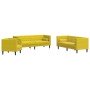 Set de sofás Chesterfield y cojines 3 pzas terciopelo amarillo