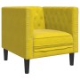 Set de sofás Chesterfield y cojines 3 pzas terciopelo amarillo