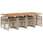 Set comedor de jardín 9 pzas con cojines ratán sintético beige