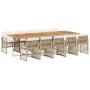 Set comedor de jardín 11 pzas con cojines ratán sintético beige