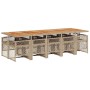 Set comedor de jardín 11 pzas con cojines ratán sintético beige
