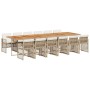 Set comedor de jardín con cojines 13 pzas ratán sintético beige