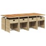 Set comedor de jardín 9 pzas con cojines ratán sintético beige