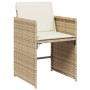 Set comedor de jardín 11 pzas con cojines ratán sintético beige