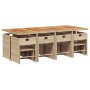 Set comedor de jardín con cojines 13 pzas ratán sintético beige