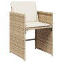 Set comedor de jardín con cojines 13 pzas ratán sintético beige