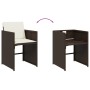Set comedor para jardín 9 pzas y cojines ratán sintético marrón