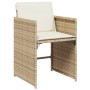 Set comedor de jardín 17 pzas con cojines ratán sintético beige