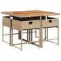 Set comedor de jardín 5 pzas con cojines ratán sintético beige en Conjuntos de jardín | Comprar online en Foro24