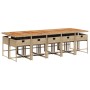 Set comedor de jardín 11 pzas con cojines ratán sintético beige