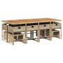 Set comedor de jardín con cojines 13 pzas ratán sintético beige