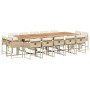 Set comedor de jardín con cojines 15 pzas ratán sintético beige