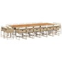 Set comedor de jardín 17 pzas con cojines ratán sintético beige