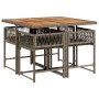 Set comedor de jardín 5 piezas con cojines ratán sintético gris