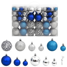 Bolas de Navidad 100 unidades azul y plateado 3 / 4 / 6 cm