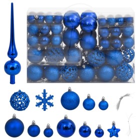 Juego de bolas de Navidad 111 pzas poliestireno azul