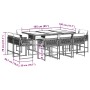 Set de comedor jardín 11 pzas con cojines ratán sintético negro