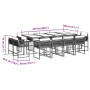 Set comedor de jardín con cojines 13 pzas ratán sintético gris