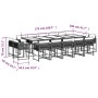 Set comedor de jardín con cojines 15 pzas ratán sintético gris