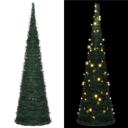 Árbol de Navidad emergente preiluminado con luces verde 150 cm