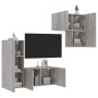 Muebles de TV de pared 4 pzas madera de ingeniería gris Sonoma