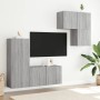 Muebles de TV de pared 4 pzas madera de ingeniería gris Sonoma