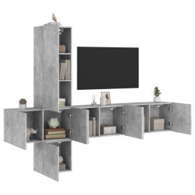 Muebles de TV de pared 5 pzas madera ingeniería gris hormigón en Muebles TV | Comprar online en Foro24