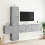 Muebles de TV de pared 5 pzas madera ingeniería gris hormigón