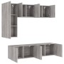 Muebles de TV de pared 5 pzas madera de ingeniería gris Sonoma