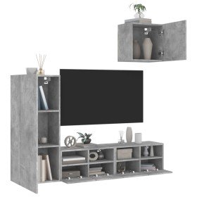 Muebles de TV de pared 4 pzas madera ingeniería gris hormigón en Muebles TV | Comprar online en Foro24