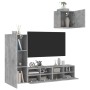 Muebles de TV de pared 4 pzas madera ingeniería gris hormigón en Muebles TV | Comprar online en Foro24