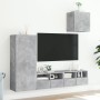 Muebles de TV de pared 4 pzas madera ingeniería gris hormigón