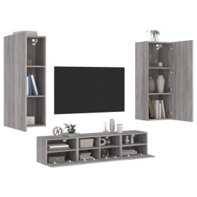 Muebles de TV de pared 5 pzas madera de ingeniería gris Sonoma en Muebles TV | Comprar online en Foro24
