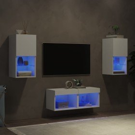 Muebles de TV de pared con luces LED 4 piezas blanco en Muebles TV | Comprar online en Foro24