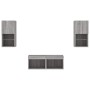 Muebles de TV de pared con luces LED 4 piezas gris Sonoma