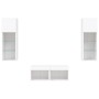 Muebles de TV de pared con luces LED 4 piezas blanco