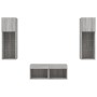 Muebles de TV de pared con luces LED 4 piezas gris Sonoma