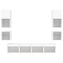 Muebles de TV de pared con LED 8 pzas madera ingeniería blanco