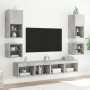 Muebles TV pared con LED 8 pzas madera ingeniería gris hormigón