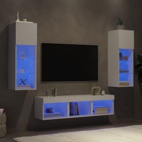 Muebles de TV de pared con LED 5 pzas madera ingeniería blanco en Muebles TV | Comprar online en Foro24