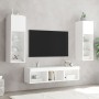 Muebles de TV de pared con LED 5 pzas madera ingeniería blanco