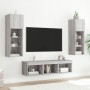 Muebles TV pared con LED 5 pzas madera ingeniería gris Sonoma