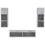 Muebles TV pared con LED 6 pzas madera ingeniería gris hormigón