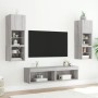 Muebles TV pared con LED 6 pzas madera ingeniería gris Sonoma